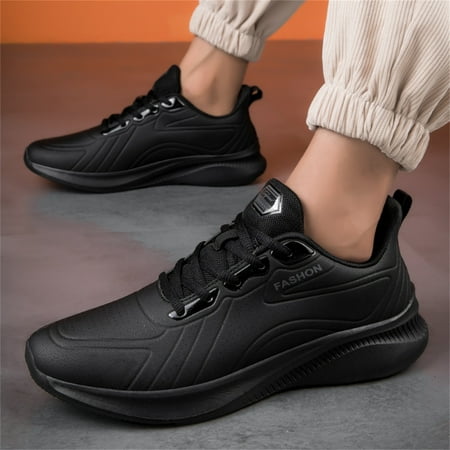 

Cathalem Mens Shoes Casual Leather Laace Up Solid Color Casual Fashion Simple Shoes Running Shoes Mens Dress Sneaker Black 12.5