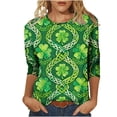 thumbnail image 2 of Xuyuer St Patricks Day Shirt Women Irish Shamrock 3/4 Sleeve Tshirts St Paddys Day Tee Tops St. Patrick's Day T-Shirts Crew Neck Spring Graphic Tee Tops Fashion Casual Pullover T-Shirt Top, 2 of 5