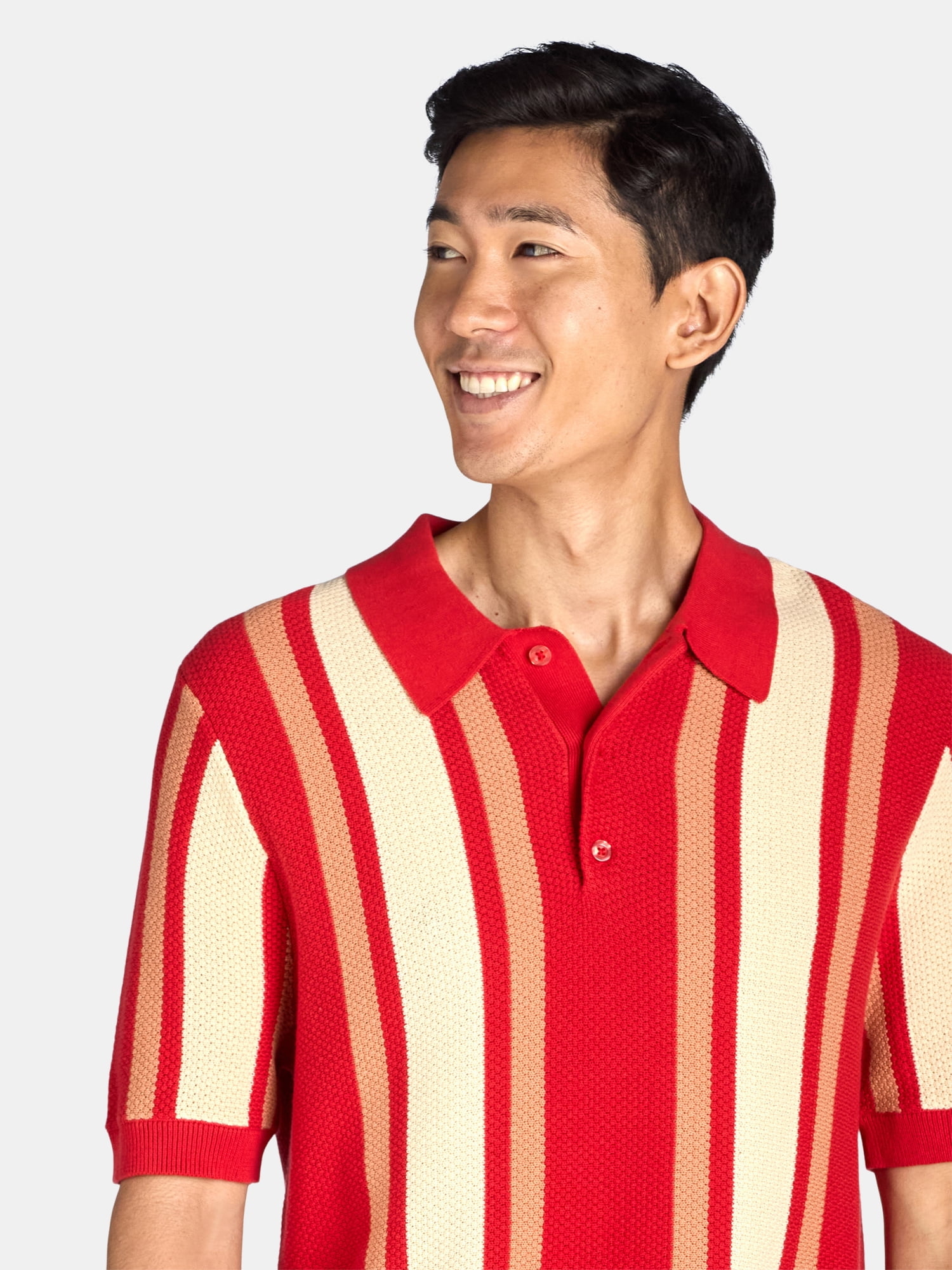 Tribekka 44 Men's Striped Seed Stitch Button Front Sweater