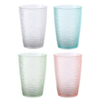 GoXteam 12-Ounce Plastic Tumblers (Set of 4), Plastic Drinking Glasses, Colored Reusable Plastic Cups, Stackable, Shatter-Proof, Dishwasher-Safe