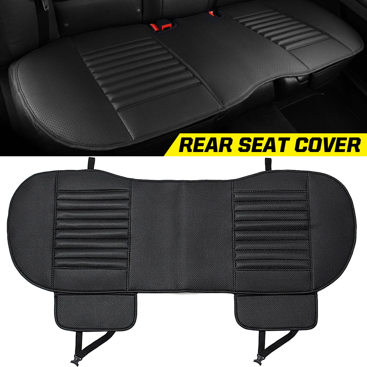 3pcs Car Seat Cover Front+Rear Seat Cushion PU Leather Auto Interior Accessories