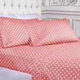 thumbnail image 2 of Superior 600 Thread Count 4-Piece Luxury Cotton Blend Pink Polka Dots Sheet Set, Queen, 2 of 11
