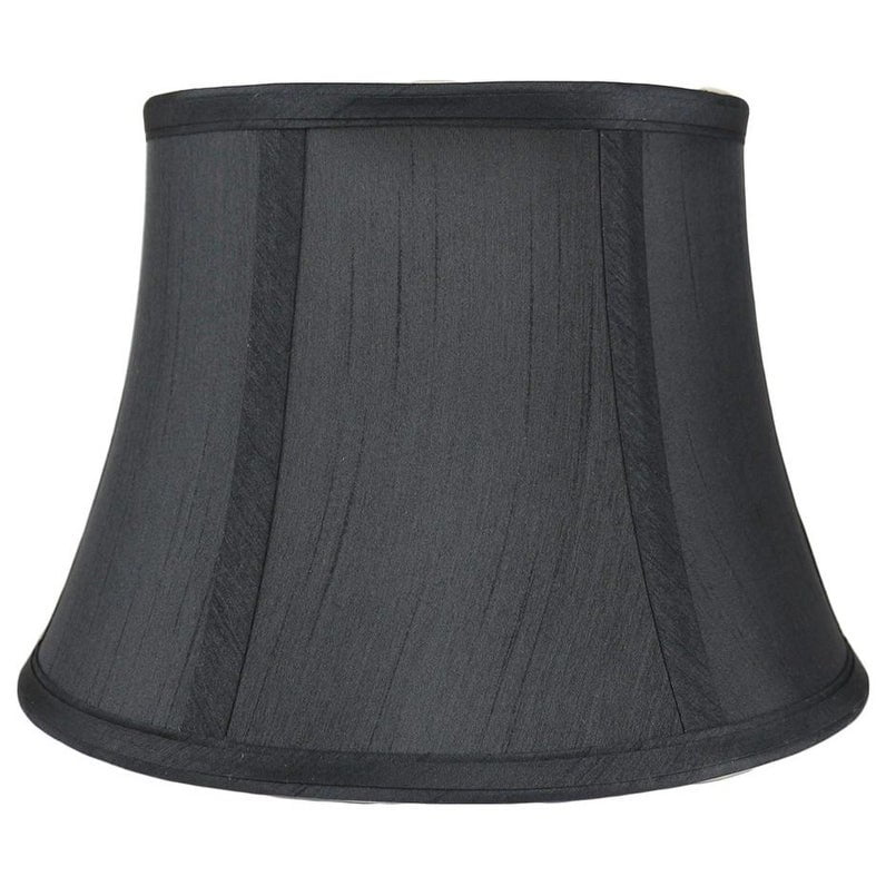 Faux Silk Bell Lamp Shade, 7" Top, 10" Bottom, 7" Slant Black Single
