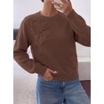 thumbnail image 4 of BTFBM Fall Long Sleeve Sweaters for Women Trendy | Lightweight Knit Sweater, Cute 3D Flower Embroidery Crew Neck Tops,Business Casual,Holiday Winter Clothes, 4 of 7