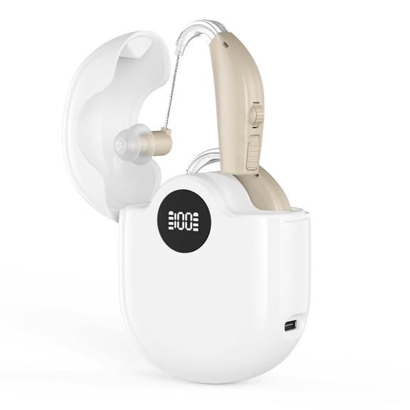 Hearing Aids, Digital Hearing Aids for Seniors with Noise Cancelling, Rechargeable Hearing Amplifier with Volume Control, Hearing Assist Hearing Loss Devices with Charging Case