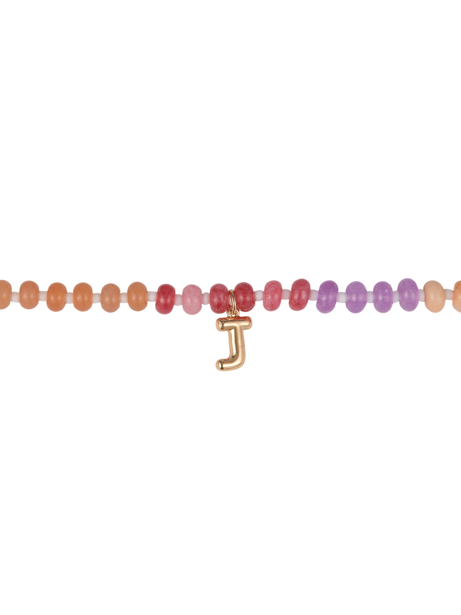 Time and Tru Goldtone Multicolored Bead Initial "J" Necklace