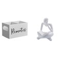 thumbnail image 1 of Organizador Remoto De Madera Retro Y Estatua De Pensador Abstracto Para Mesa, Mesita De Noche, Sofá, Oficina, Estantería, Decoración., 1 of 8