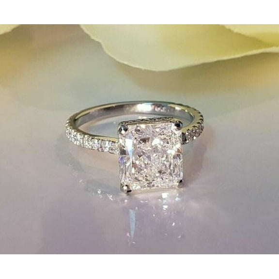 2.50Ct Radiant Cut Moissanite (VVS1/D) 14K White Gold Halo Ring for Women Gifts/Wedding/Engagement