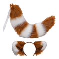 thumbnail image 3 of Cola de orejas de zorro de anime Hugo Accesorios de diadema cosplay blanco y marrón, 3 of 7