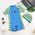 thumbnail image 2 of COMVALUE Toddler Swimsuit Suits Short Sleeve Swimwear UPF 50+ Bathing Suit Zip Rashguards (Sky Blue, 1-2 Years), 2 of 7