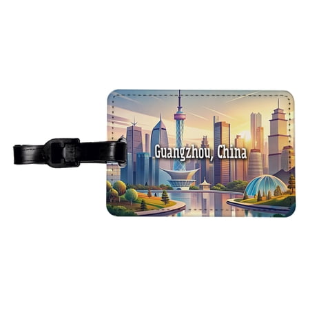Guangzhou, China Travel City Country Stamp Faux Leather Travel Luggage Tag