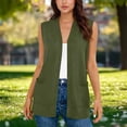thumbnail image 4 of Womens Undershirt Women's Sleeveless Cardigan Open Front Loungewear Casual Soft Cozy Business Coat Vests with Pockets Green XL, 4 of 6