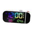 thumbnail image 2 of Reloj despertador con proyector, reloj de escritorio moderno, brillo ajustable, práctico para el hogar Blanco, 2 of 9