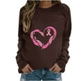 thumbnail image 2 of SOOMLON Breast Cancer Shirts Women Long Sleeve Ribbon Themed Clothing Crewneck Hearts Apparel Party Attire Outfits S, 2 of 4