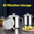 thumbnail image 5 of Puseky Stainless Steel Oil Strainer Pot and Grease Can - 1.8L Capacity, Fine Mesh Strainer, Dust-Proof Lid, Non-Slip Plate - Ideal for Storing Frying Oil and Cooking Grease, 5 of 12