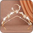 thumbnail image 1 of wonima44 Catery Moon Crown Headpiece Goddess Star Tiara Headband Gold Celestial Headpiece for Women, 1 of 1