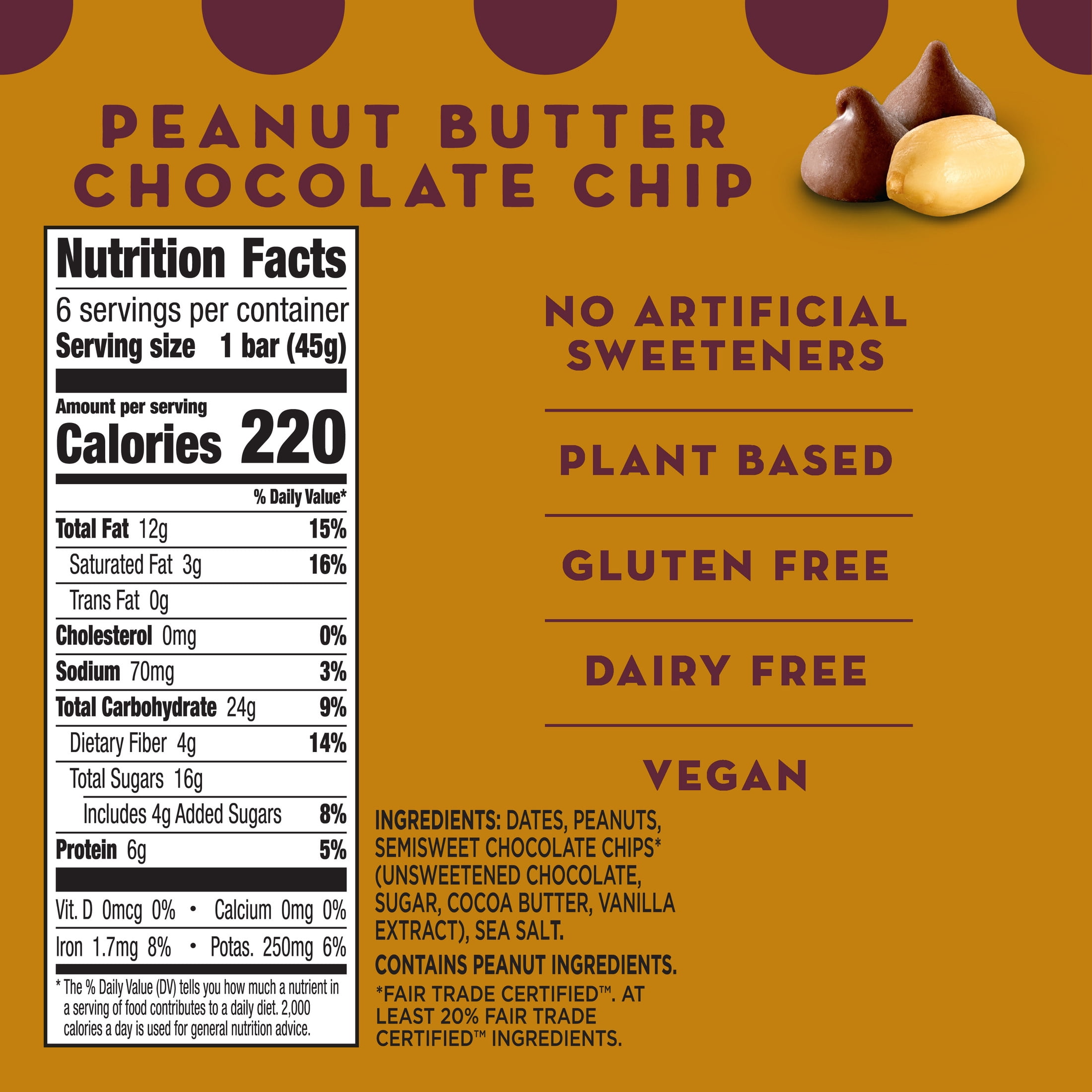 (8 pack) Larabar Peanut Butter Chocolate Chip, Fruit and Nut Bars, Gluten Free, 6 Count, 9.6 oz