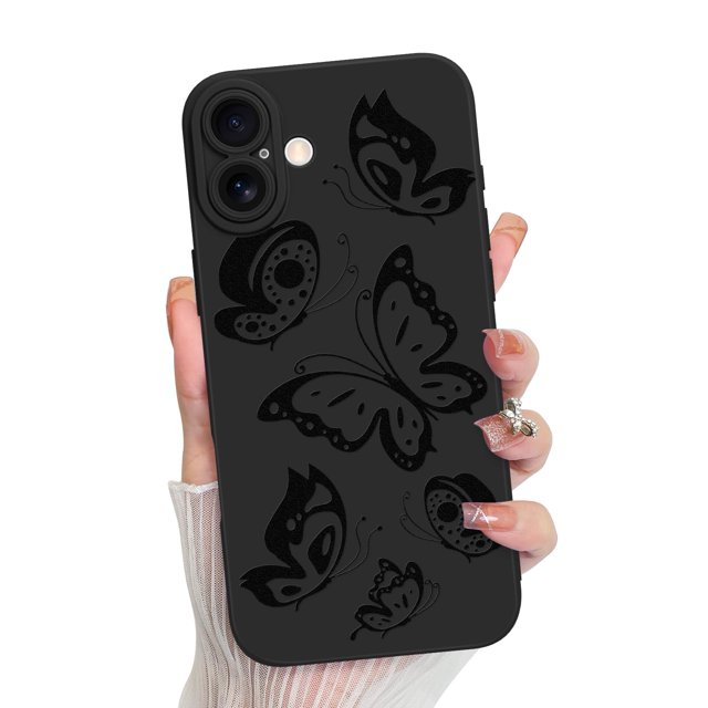Funda de teléfono MZELQ para iPhone 16, silicona, diseño de mariposas