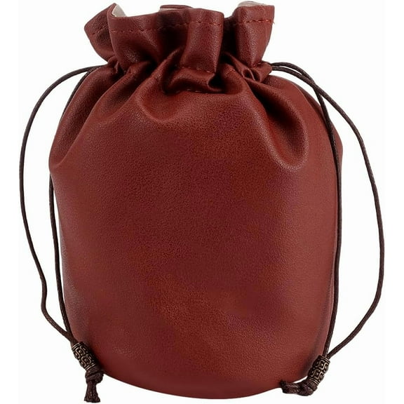 PU Leather Coin Pouch Medieval Drawstring Bag Purse Vintage Middle Ages Portable Renaissance Dice Bag Organizer Men Women Brown 6.89 x 6.69 inch Mixed Color