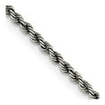 thumbnail image 1 of Diamond2Deal 925 Sterling Silver Ruthenium-plated 2.3 mm Rope Chain Necklace for Women 18", 1 of 5