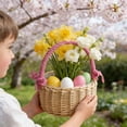 thumbnail image 4 of dajkiuy Small Wicker Basket with Handle, Handwoven Rattan Gift Basket for Easter Garden Storage Home Decor Wedding Engagement, 4 of 5