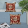 thumbnail image 3 of Boho Pillow Covers 18x18 Inch Set of 2, Vintage Red Floral Decor Farmhouse Throw Pillows Ethnic Design Decorations Carpet Pattern Bohemian Pillowcase Linen Outdoor Cushion Case for Couch Sofa, 3 of 6