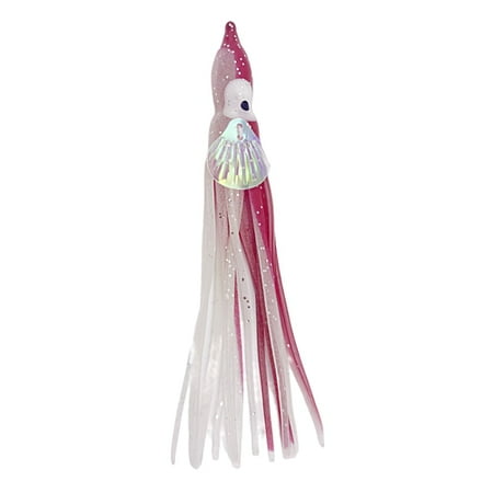 AQGT 12cm Fishing Lure Simulated Bright Color Good Toughness Vivid Eyes Stretchy Fish Attraction Universal Luminous Sea Fishing Soft Octopus Squid Skirt Fishing Supplies