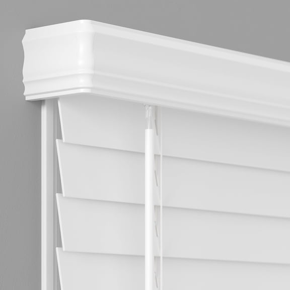 Lumino 2.5" Cordless Faux Wood Blinds, White, 24"W x 60"L