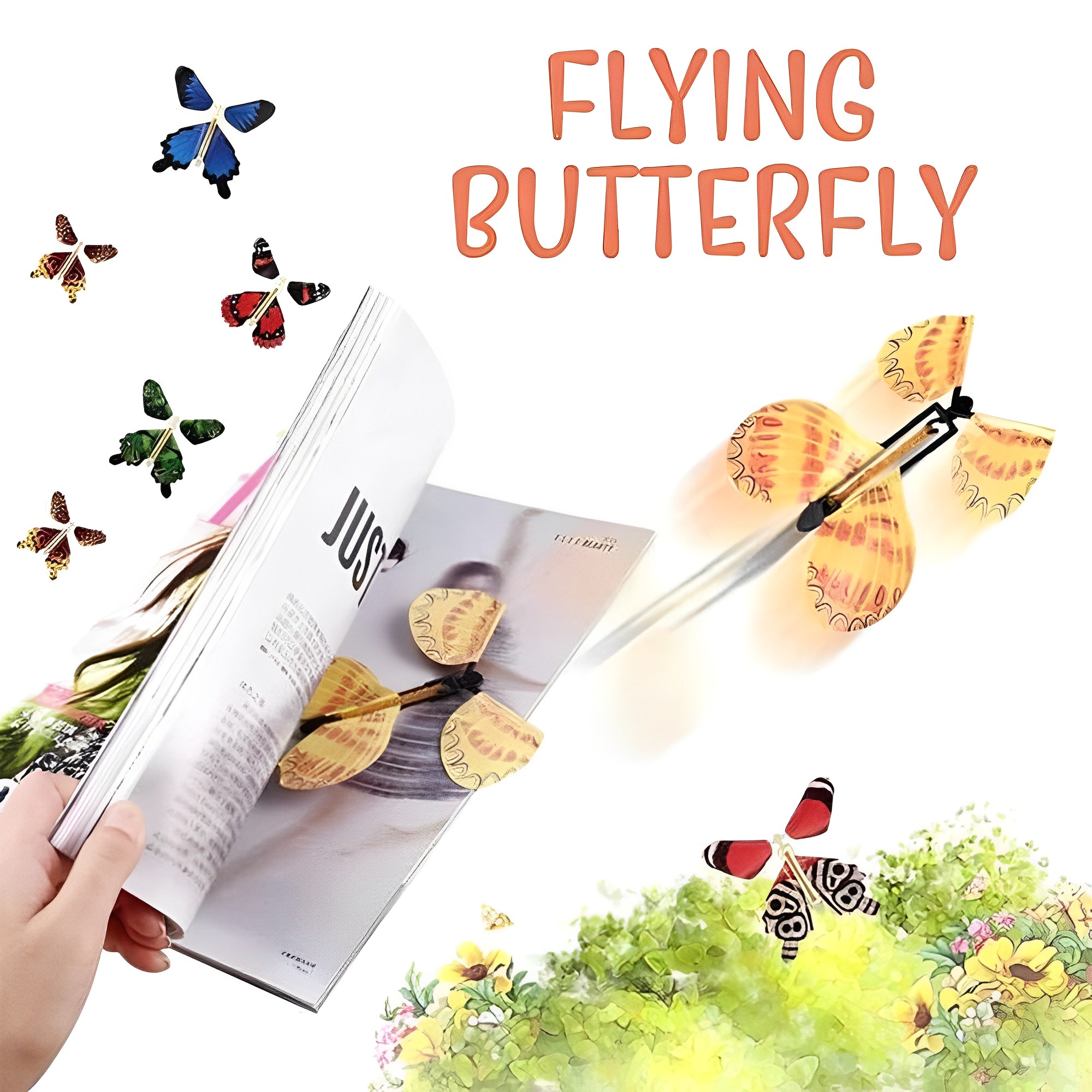 10 PCS Fairy Flying Butterfly,Flying Butterfly Rubber Band Powered Wind