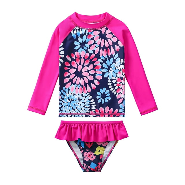 GYRATEDREAM Girl Rash Guard Swimwear Two Piece Long Sleeve Tween Girls ...