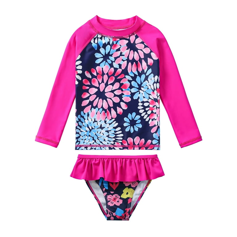 GYRATEDREAM Girl Rash Guard Swimwear Two Piece Long Sleeve Tween Girls Swimsuit Beach Rashguard Bathing Suits Size 7 8 Years Walmart