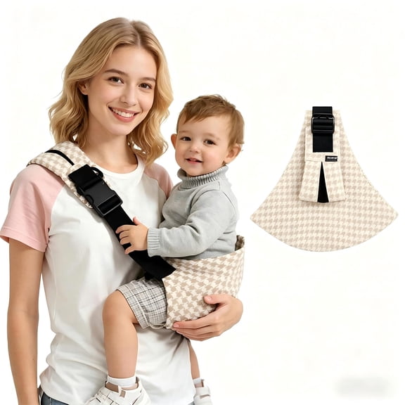 Gilysido Adjustable Hands-free Baby Sling Carrier, for 6M-36M Toddler, Premium Cotton ergonomically designed, Portable and Lightweight Toddler Carrier (Beige)