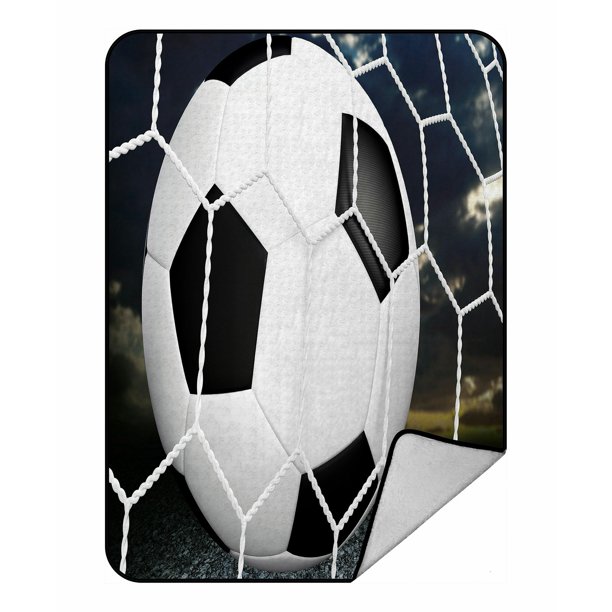 ABPHQTO Soccer Fleece Blanket Fleece Back Throw Blanket 58x80 inch