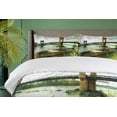 thumbnail image 4 of Ambesonne Vintage Duvet Cover Sets, Bridge and Old Boat, 2-King, Green Grey, 4 of 7
