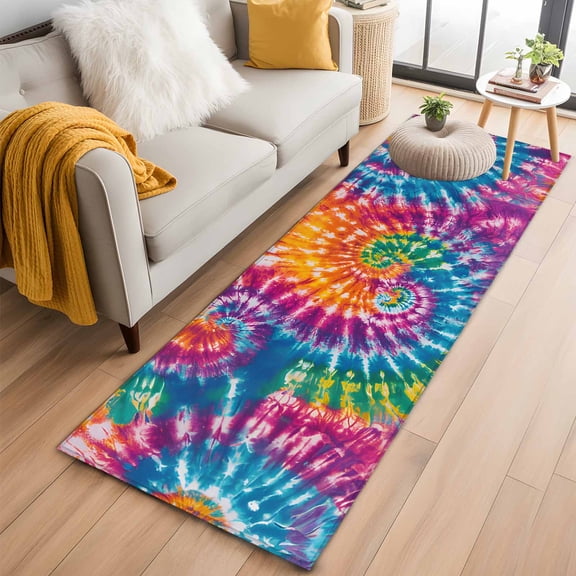 Colorful Runner Rug 2x6 FT,Non Slip Hallway Rugs,Ethnic Modern Abstract Watercolor Tie-Dye Washable Soft Floor Carpet Throw Runner Carpet Long Rugs for Entryway Kitchen Bedside Sliding Door