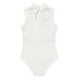 thumbnail image 4 of inhzoy Girls Lace Splice Turtleneck Ballet Dance Leotard Tulle Modern Dancewear Ivory 7-8, 4 of 6