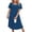 Blue, variant on Ekouaer Nightgowns for Women Long Night Gown Pleated Moo Moos Short Sleeve House Dress Plus Size Lounge Dress