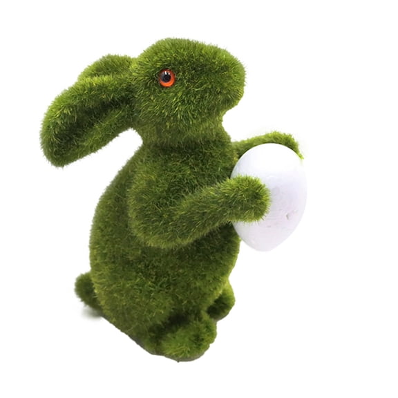 Adorable Green Moss Bunny with Egg Perfect Easter Decoration for Home, Garden, and Party Celebrations, 12 Inches Tall