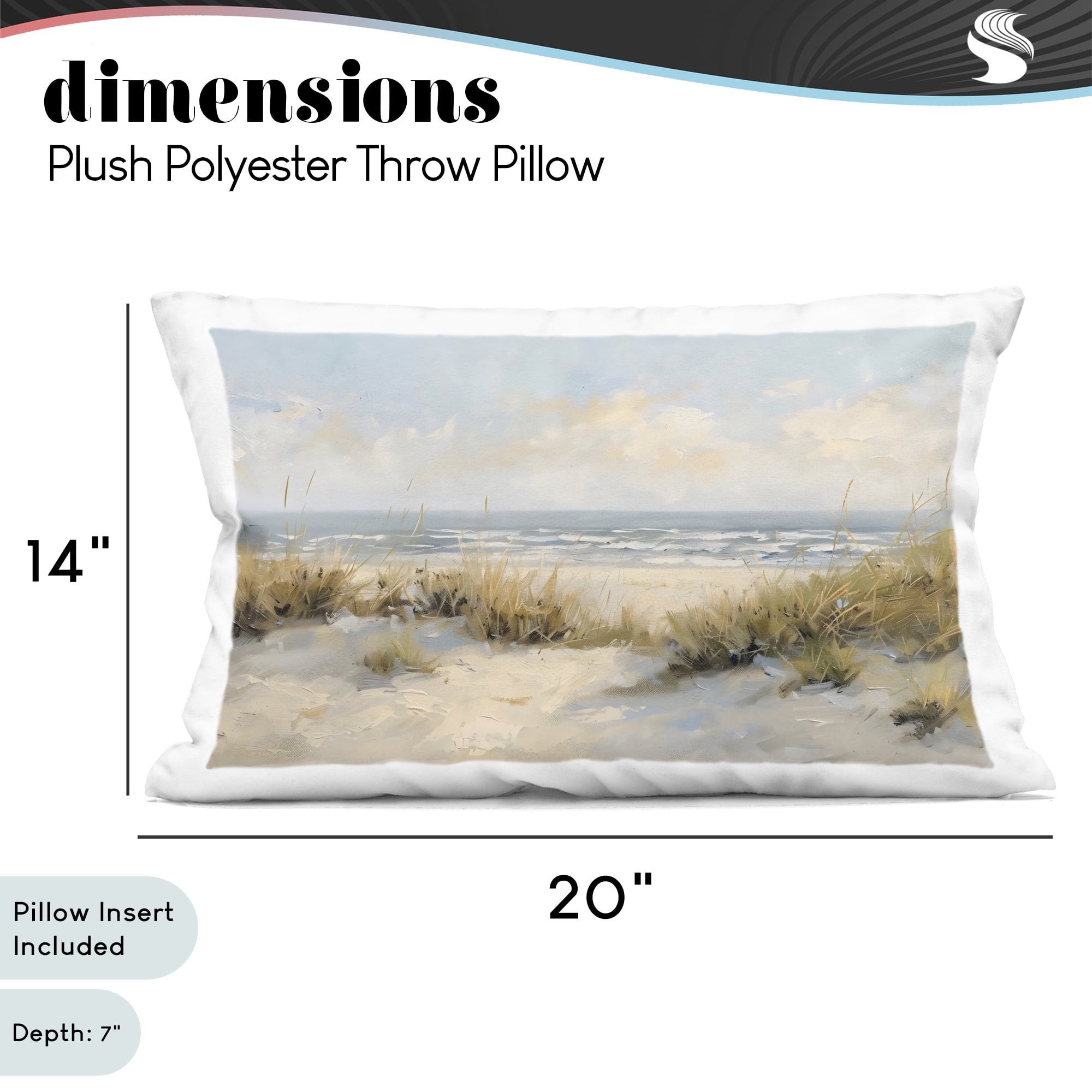 Stupell Industries Coastal Birds Over Dunes Decorative Printed Throw Pillow, design by Creative Studio, 14 x 7 x 20