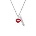 thumbnail image 2 of Delight Jewelry Silvertone Red Lips Silvertone Guardian Angel Bar Charm Necklace, 23", 2 of 4
