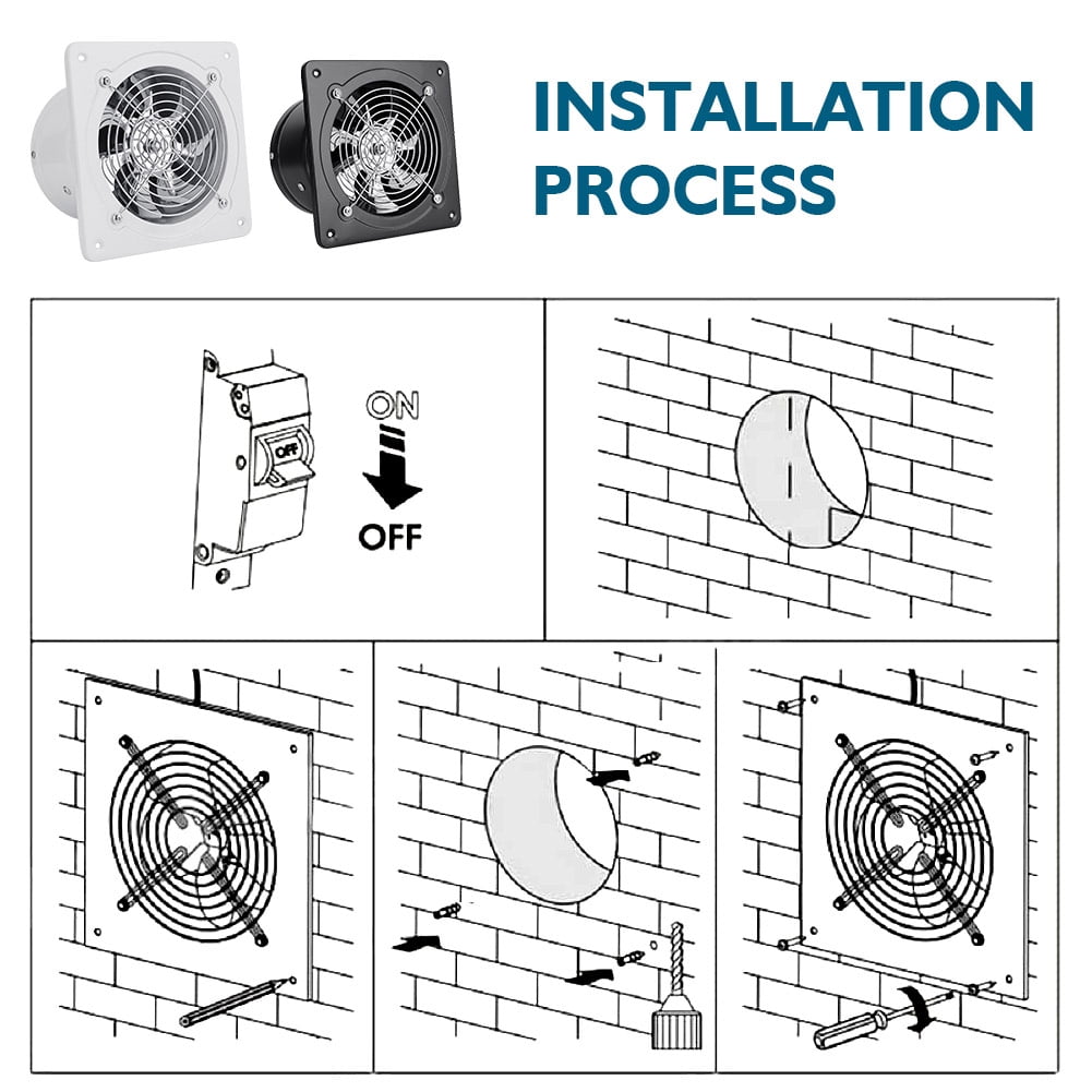4 Inch Exhaust Fan,Wall Mounted Vent Fans,Ventilation Extractor Fan 110V Wall-Mounted Square Blower for Kitchen,Bathroom,laundry room