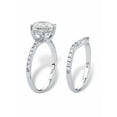 thumbnail image 2 of PalmBeach Jewelry White Cubic Zirconia 2-Piece Bridal Wedding Ring Set in Platinum-Plated Sterling Silver, 2 of 5