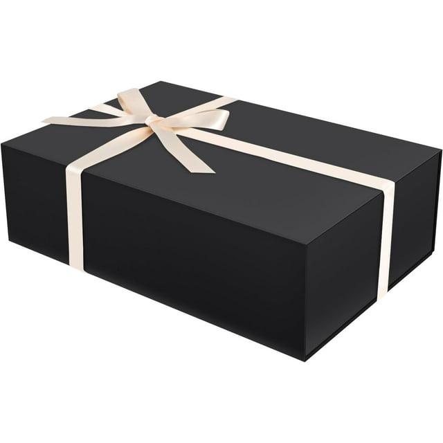Caja de regalo negra, cajas de regalo grandes con tapa magnética, cinta, cajas plegables para embalaje de regalo, día de la madre, Navidad