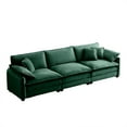 thumbnail image 2 of 3-Seater Mid-Century Modern Sectional Sofa with 2 Arm Pillows and 3 Throw Pillows Fabric (Green), 2 of 9