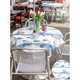 thumbnail image 5 of Outdoor Tablecloth with Umbrella Hole for Patio/Picnic/Party/Camping, Blue Coastal Starfish Waterproof Table Cloth Round Cover Washable, Summer Conch Sea Fish Stripes (Dia 54"), 5 of 9