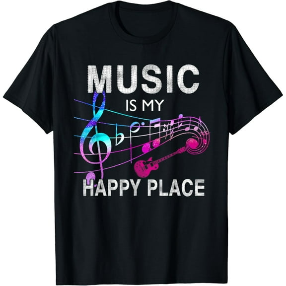 Music Is My Happy Place Inspiring Music Novelty Gift T-Shirt T-Shirt
