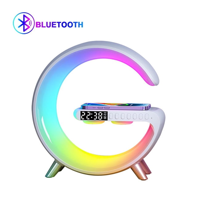 Luz LED inteligente para despertador, reloj despertador RGBIC, cargador inalámbrico, Bluetooth, Control por aplicación, lámpara de mesa musical, decoración de habitación