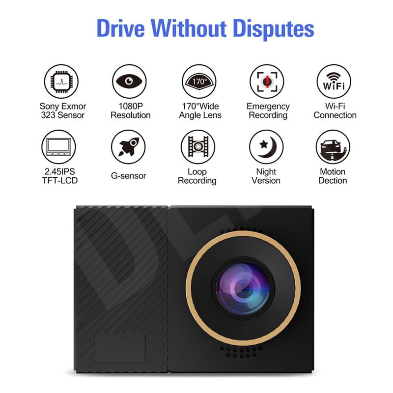 Sony IMX323 Front Lens for Cars with Parking Monitor Dash Cam Front and Rear GPS Full HD 1080P Dual Dash Cam GPS for Cars Wide Angle 170° 3.7 Inch Touch Screen No Battery Loop Recording,G-Sensor