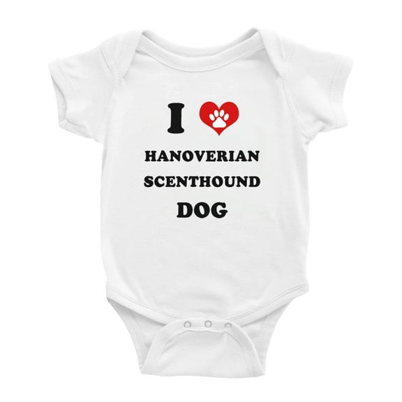 I Heart Hanoverian Scenthound Dog Funny Cute Baby Romper (White, 0-3 Months)