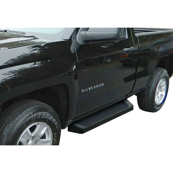 2007-2018 Chevy Silverado/ GMC Sierra 1500 Regular Cab 2007-2019 2500/3500 HD Regular Cab (Not For 07 Classic Model) Black Finish 6 Inch iRunning Board Door to Door Side Bar Side Step Running Board
